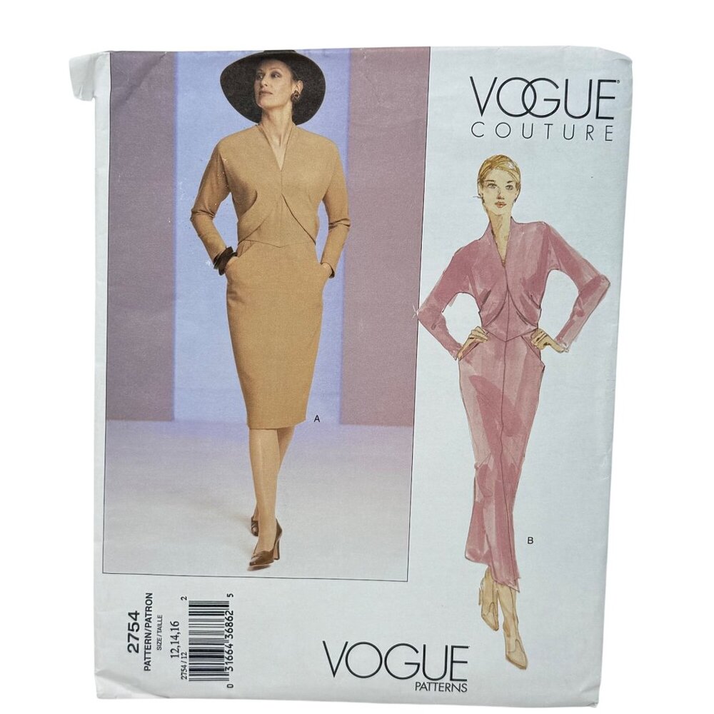 Vogue Couture Vtg Inspired #2754 Dress Sewing Pattern Sizes‎ 12-14-16 New Uncut!